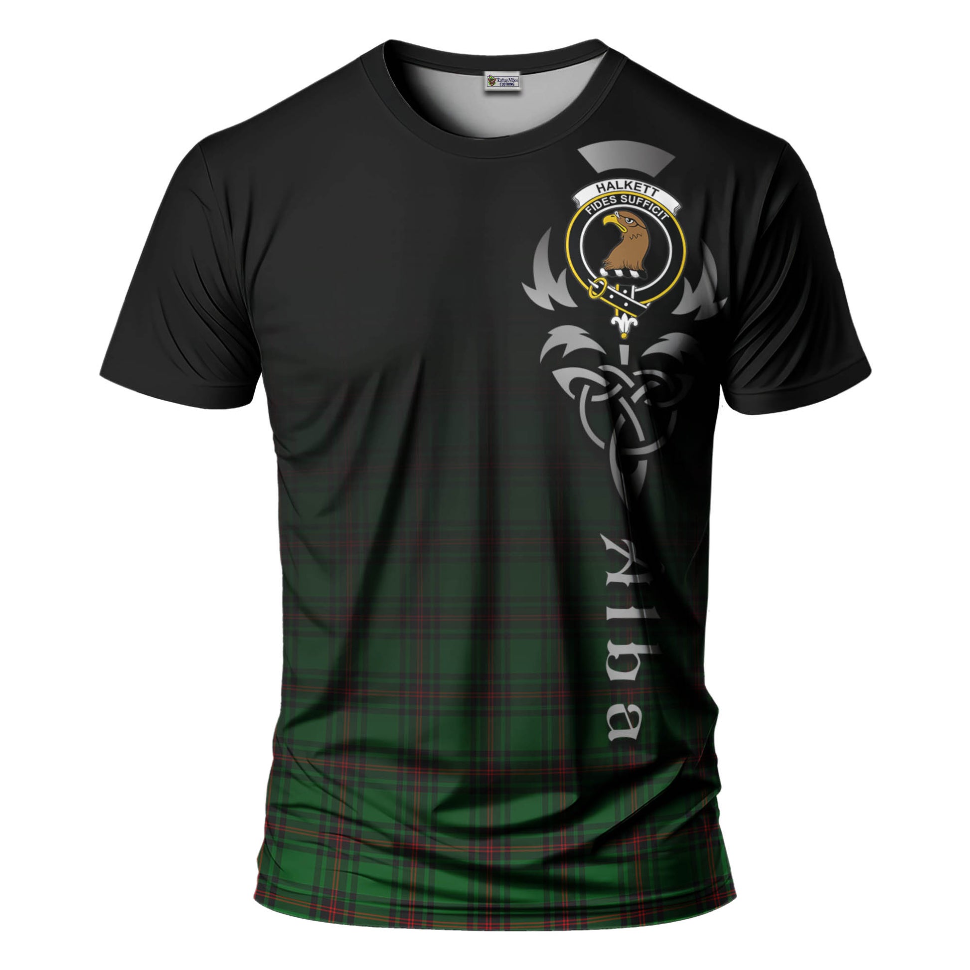 Halkett Tartan T-Shirt Featuring Alba Gu Brath Family Crest Celtic Inspired - Tartan Vibes Clothing