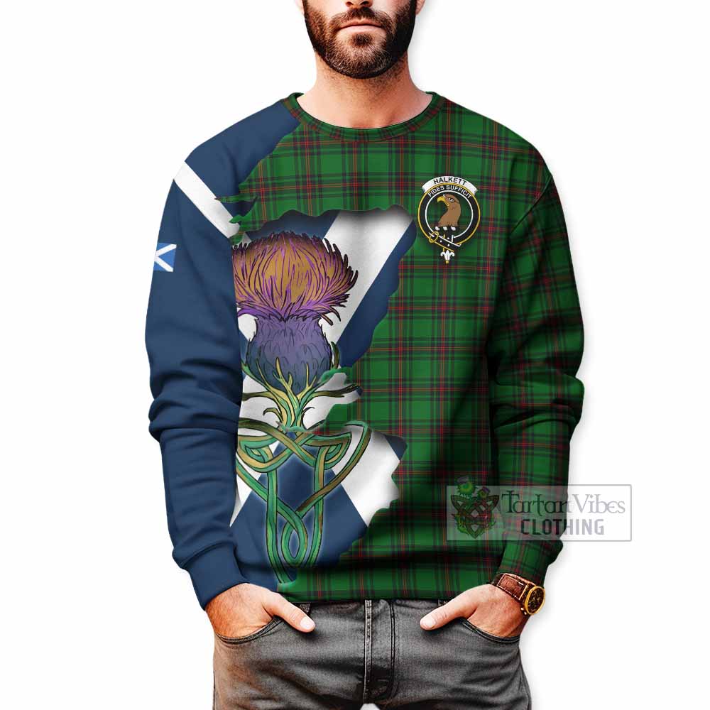 Halkett Tartan Family Crest Sweatshirt Scottish Thistle Celtic Inspired - Tartan Vibes Clothing