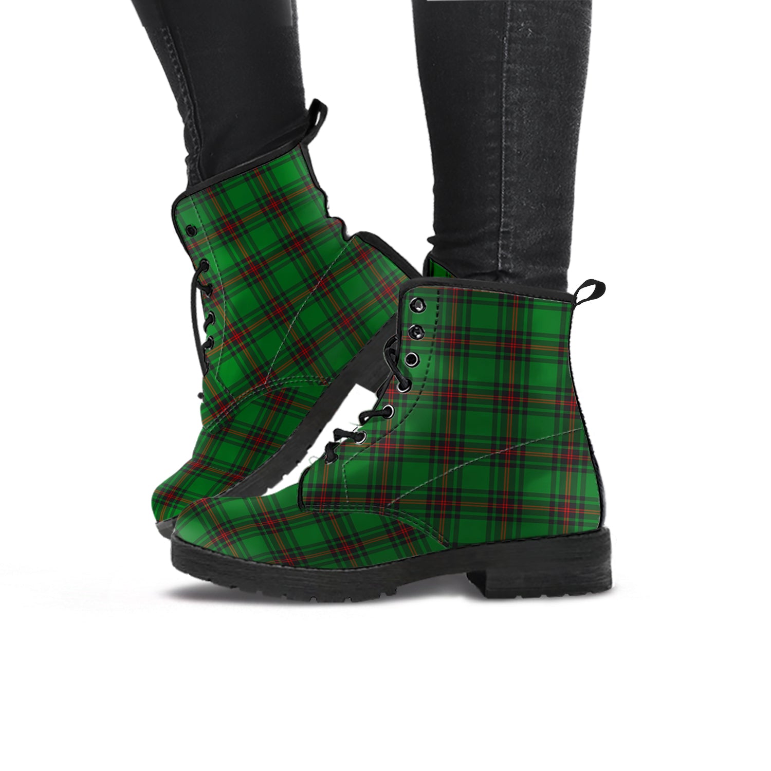 Halkett Tartan Leather Boots - Tartan Vibes Clothing