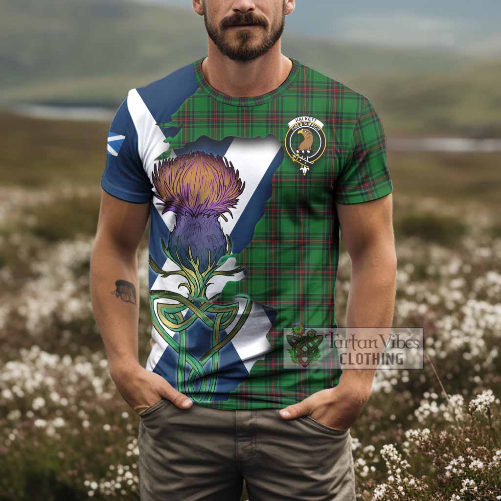 Halkett Tartan Family Crest T-Shirt Scottish Thistle Celtic Inspired - Tartan Vibes Clothing
