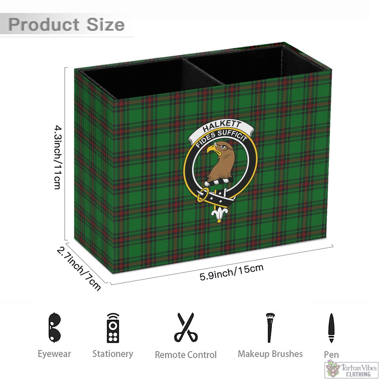 Halkett Tartan Pen Holder with Family Crest - Tartan Vibes Clothing