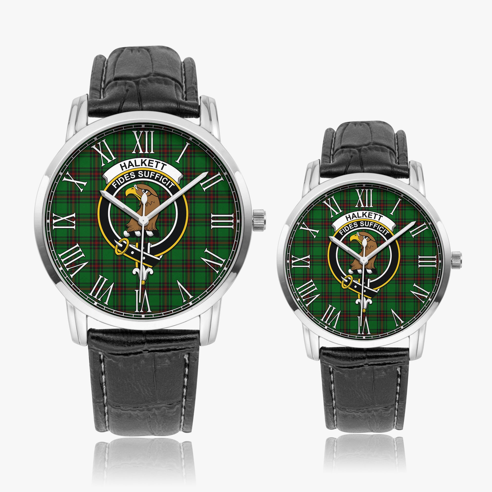 Halkett Tartan Family Crest Leather Strap Quartz Watch - Tartan Vibes Clothing