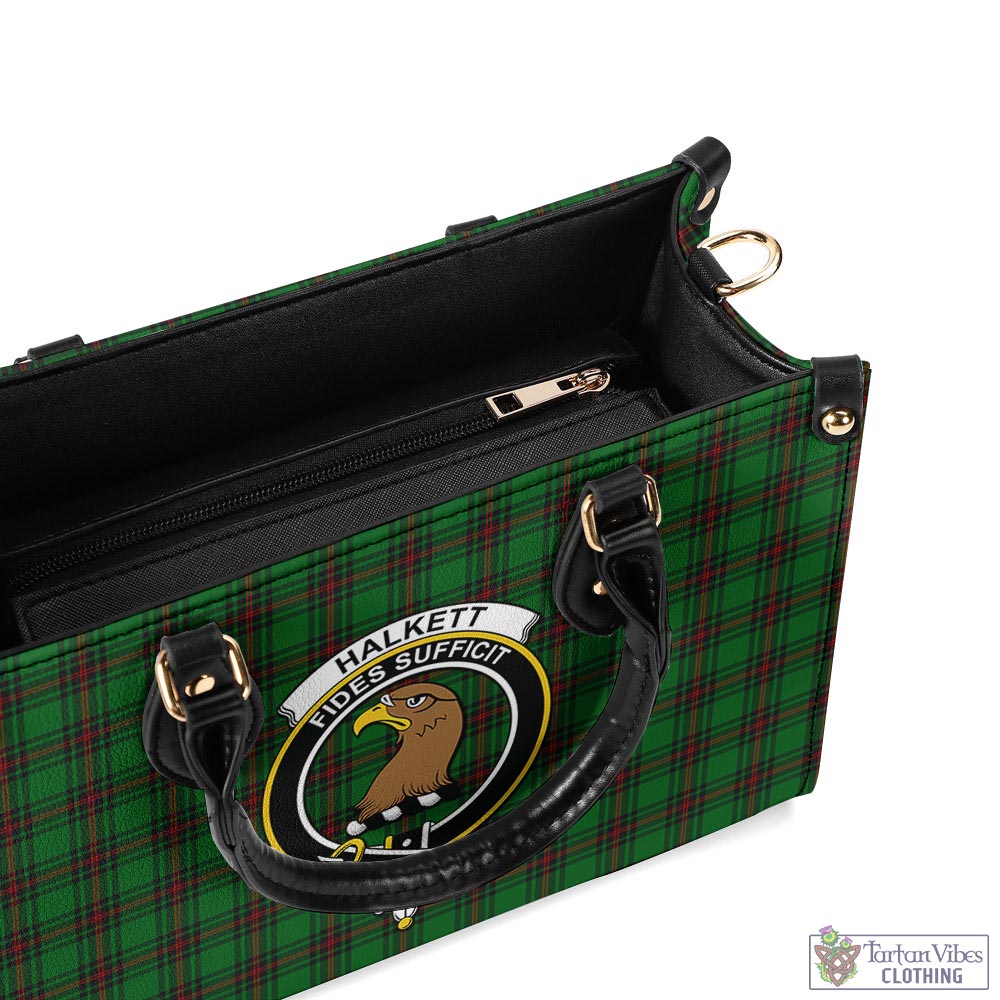 Halkett Tartan Luxury Leather Handbags with Family Crest - Tartan Vibes Clothing