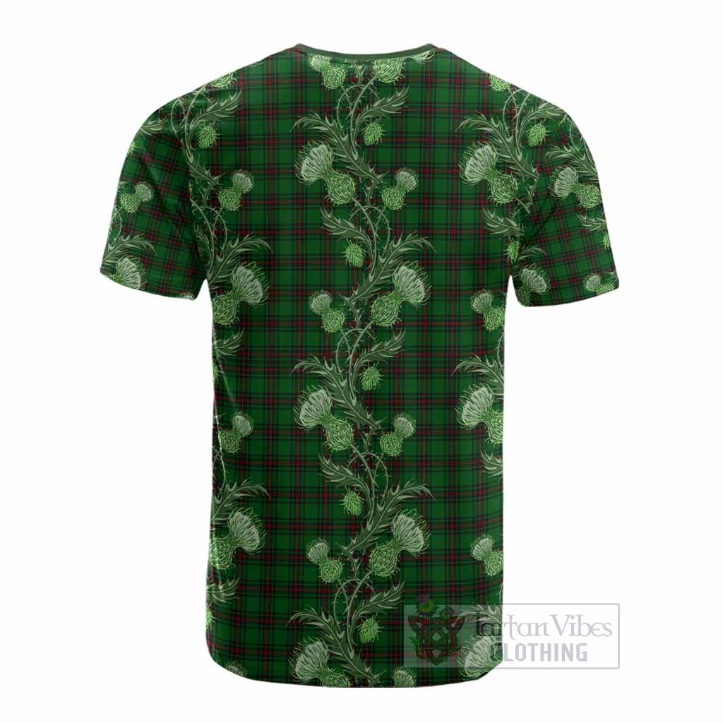 Halkett Tartan Cotton T-shirt Seamless Scottish Thistle Flowers