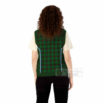 Halkett Tartan Crest Knitted V-Neck Vest Scotland Coat of Arm Flag Style