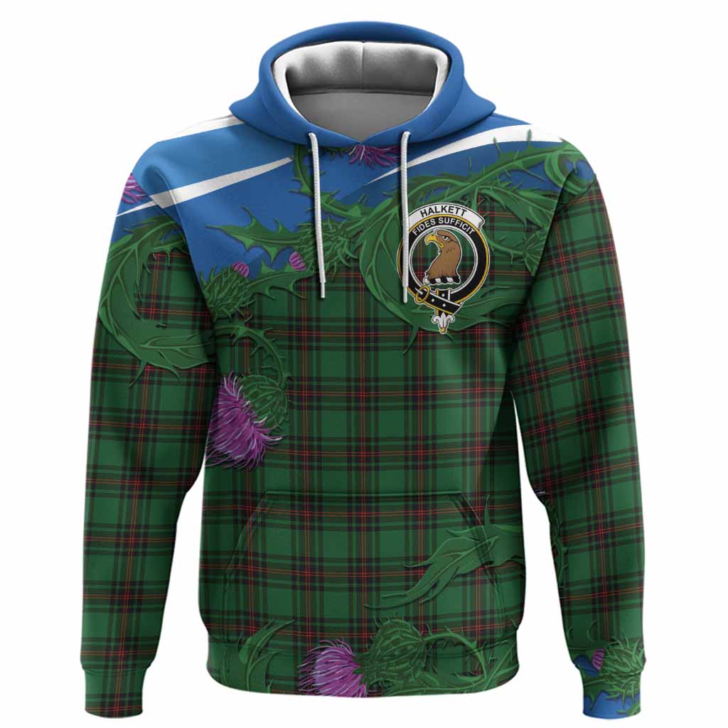 Halkett Tartan Family Crest Hoodie Thistle in Minimalism