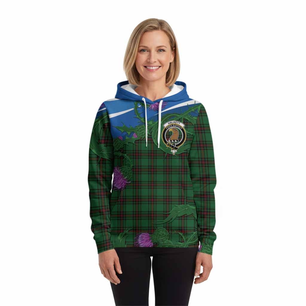 Halkett Tartan Family Crest Hoodie Thistle in Minimalism
