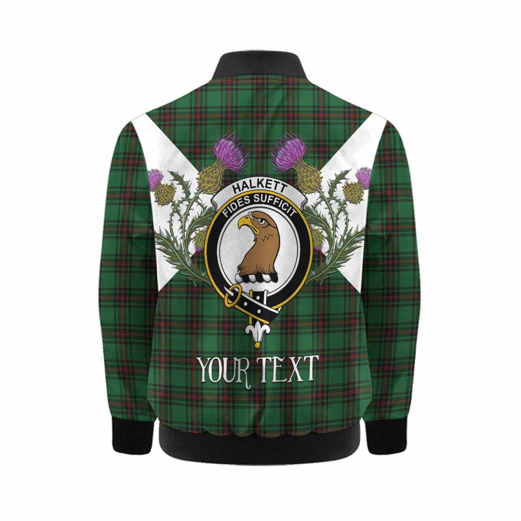 Halkett Tartan Family Crest Kid Bomber Jacket Scottish Burns Night Thistle Floral