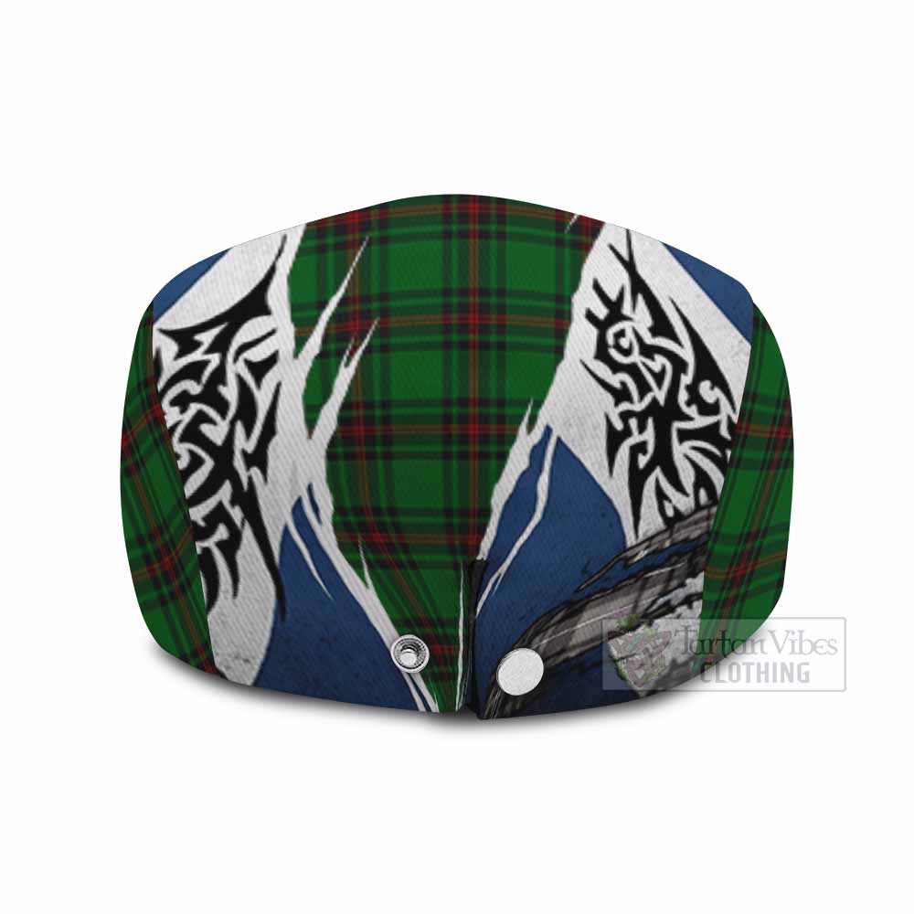 Halkett Tartan Flat Cap, Jeff Cap Scotland Flag Ripped Tribal Design