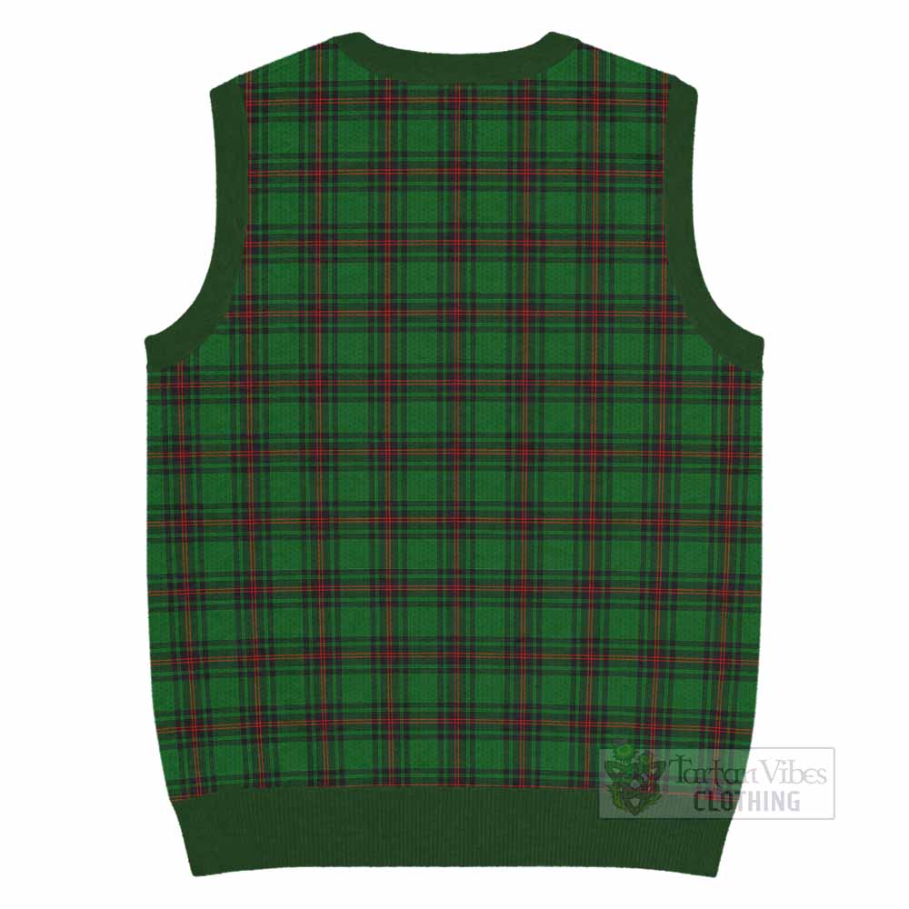 Halkett Tartan Knitted V-Neck Vest with Family Crest - Tartan Vibes Clothing
