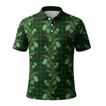 Halkett Tartan Polo Shirt Seamless Scottish Thistle Flowers