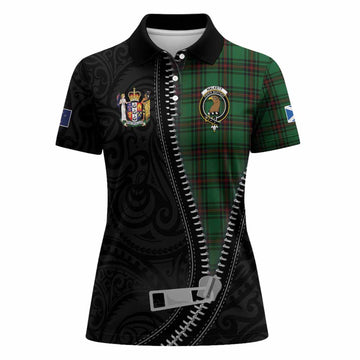 Halkett Tartan Women Polo Shirt New Zealand Pattern Unique Zipper Stylized