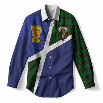 Halkett The Scottish Football Crest Women Casual Shirt Lion-Tartan Army