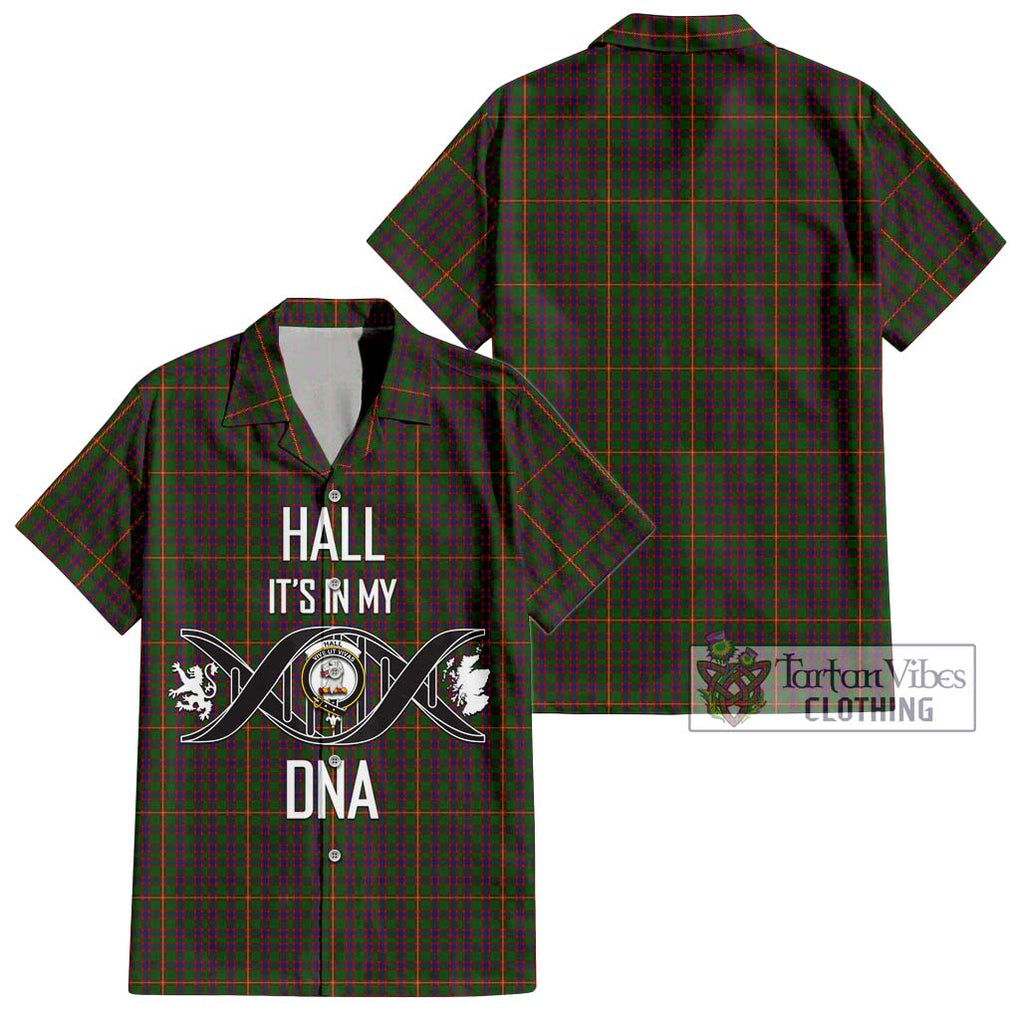Hall Tartan Short Sleeve Button Shirt with Family Crest DNA In Me Style Kid - Tartanvibesclothing Shop