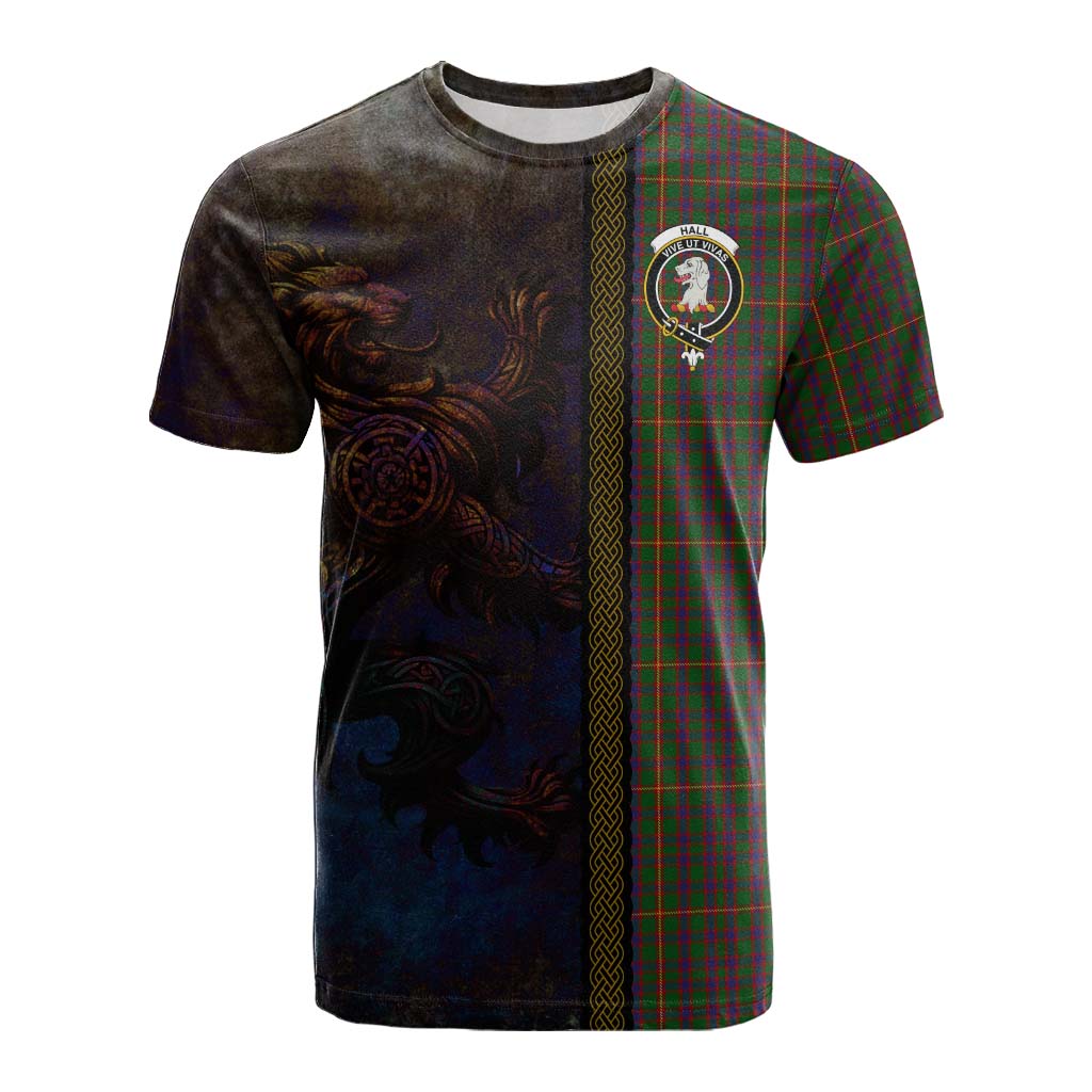 Tartan Vibes Clothing Hall Tartan Family Crest Cotton T-shirt Alba Gu Brath Be Brave Lion Ancient Style