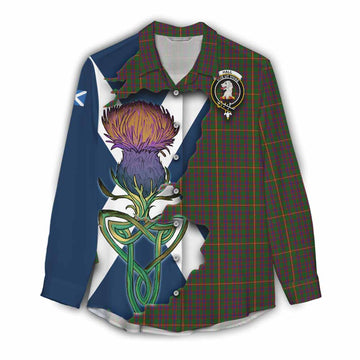 Hall Tartan Family Crest Women's Casual Shirt Scottish Thistle Celtic Inspired