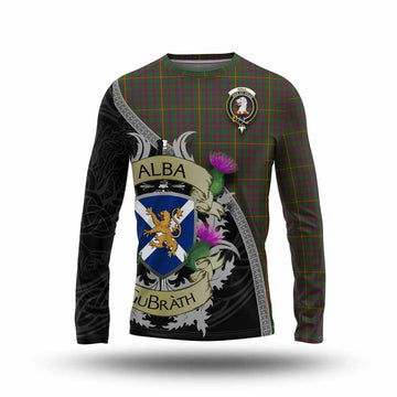 Tartan Vibes Clothing Hall Tartan Family Crest Long Sleeve T-Shirt Lion Rampant Royal Thistle Shield Celtic Inspired