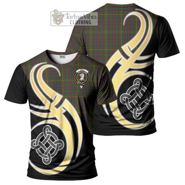 Tartan Vibes Clothing Hall Tartan T-Shirt with Family Crest and Celtic Symbol Style