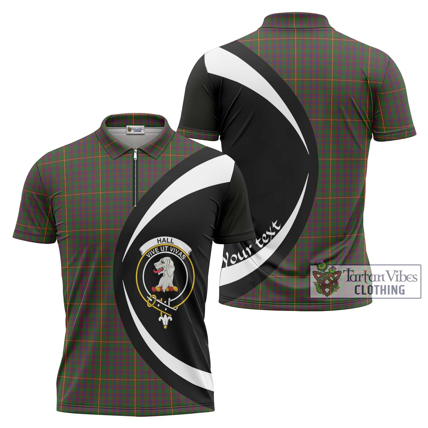 Tartan Vibes Clothing Hall Tartan Zipper Polo Shirt with Family Crest Circle Style