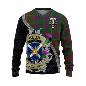 Tartan Vibes Clothing Hall Tartan Family Crest Knitted Sweater Lion Rampant Royal Thistle Shield Celtic Inspired