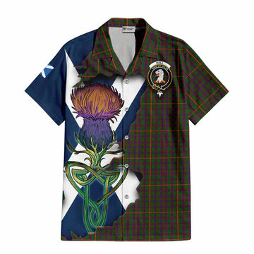 Tartan Vibes Clothing Hall Tartan Family Crest Short Sleeve Button Shirt Scottish Thistle Celtic Inspired