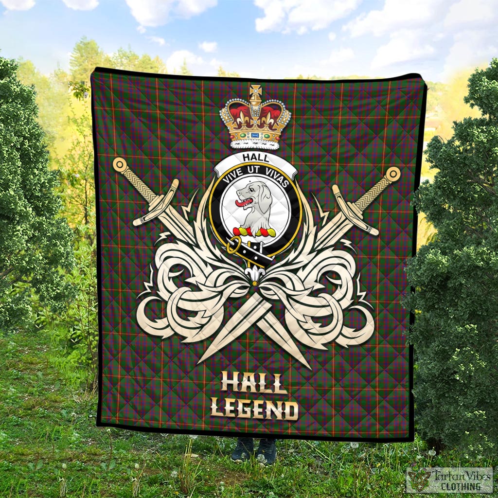 Tartan Vibes Clothing Hall Tartan Quilt with Clan Crest and the Golden Sword of Courageous Legacy