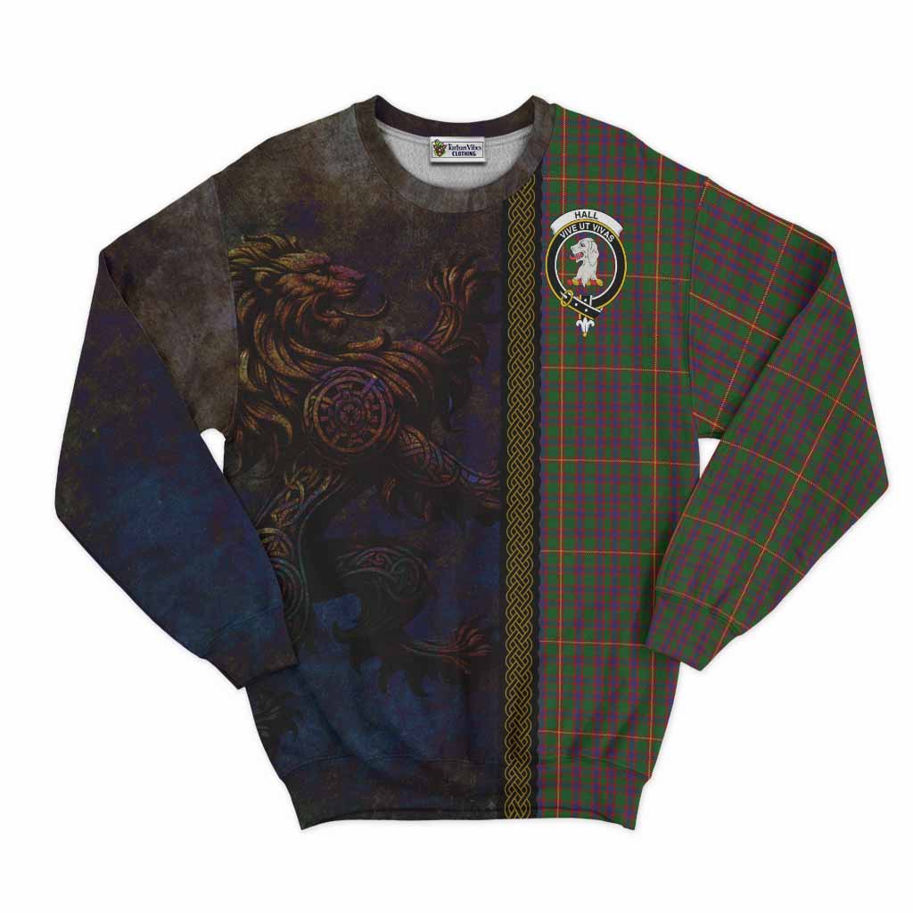 Tartan Vibes Clothing Hall Tartan Family Crest Sweatshirt Alba Gu Brath Be Brave Lion Ancient Style