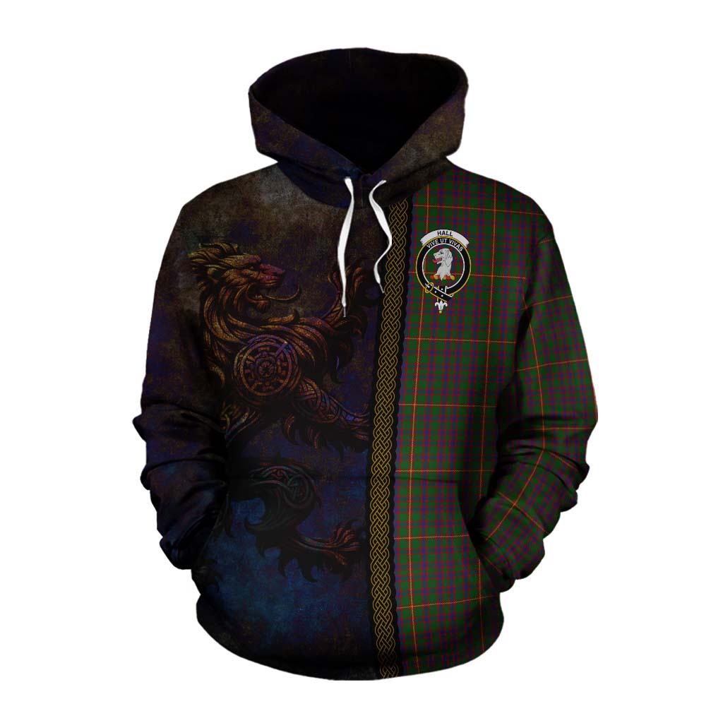 Tartan Vibes Clothing Hall Tartan Family Crest Cotton Hoodie Alba Gu Brath Be Brave Lion Ancient Style