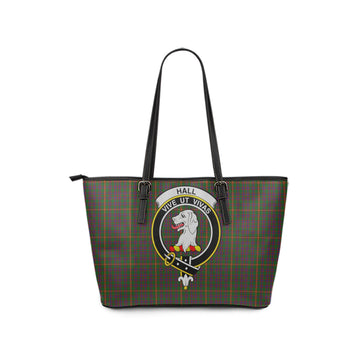 Hall Tartan Leather Tote Bag with Family Crest