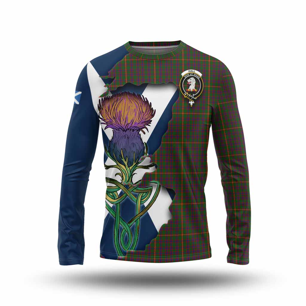 Tartan Vibes Clothing Hall Tartan Family Crest Long Sleeve T-Shirt Scottish Thistle Celtic Inspired