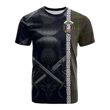 Tartan Vibes Clothing Hall Tartan Cotton T-shirt with Family Crest Cross Sword Thistle Celtic Vibes