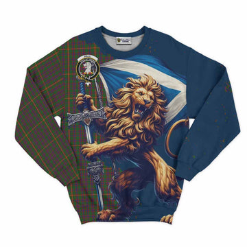 Hall Tartan Family Crest Sweatshirt with Scottish Majestic Lion