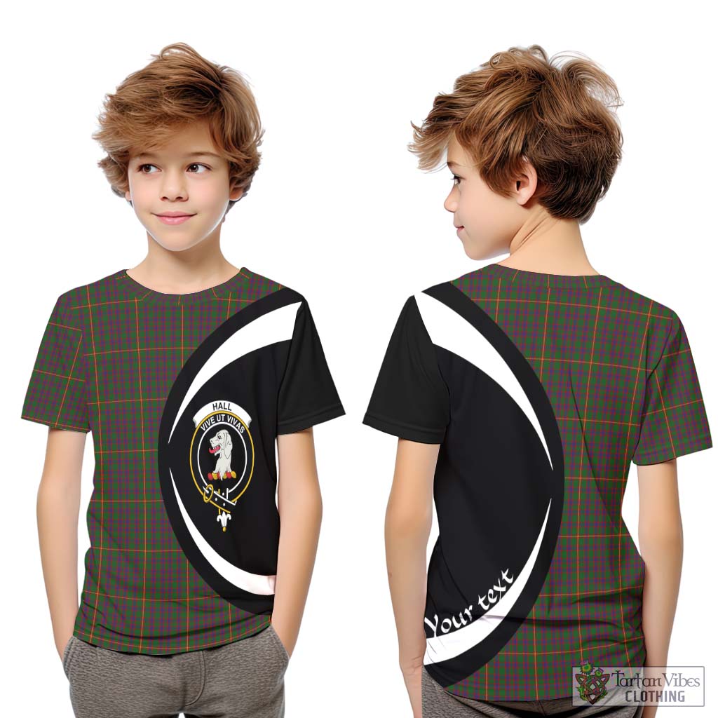 Hall Tartan Kid T-Shirt with Family Crest Circle Style Youth XL Size14 - Tartan Vibes Clothing