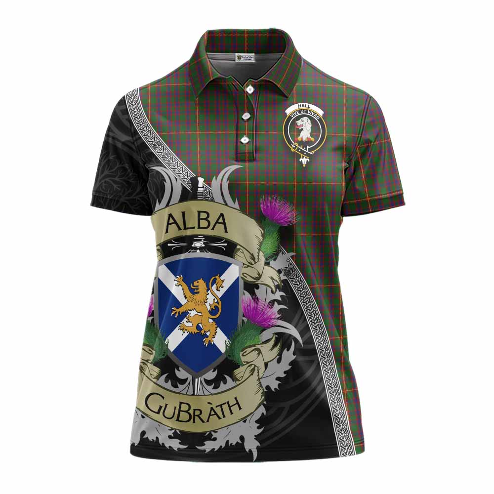 Tartan Vibes Clothing Hall Tartan Family Crest Women's Polo Shirt Lion Rampant Royal Thistle Shield Celtic Inspired