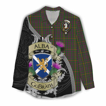 Hall Tartan Family Crest Women's Casual Shirt Lion Rampant Royal Thistle Shield Celtic Inspired