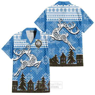 Hall Clan Christmas Hawaiian Shirt Celtic Reindeer Style
