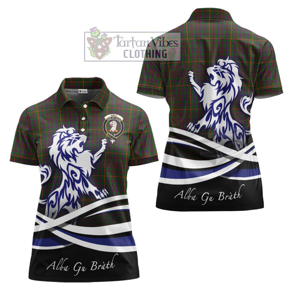 Hall Tartan Women's Polo Shirt with Alba Gu Brath Regal Lion Emblem Women - Tartanvibesclothing Shop