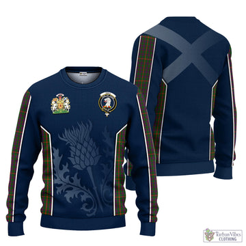 Hall Tartan Knitted Sweatshirt with Family Crest and Scottish Thistle Vibes Sport Style