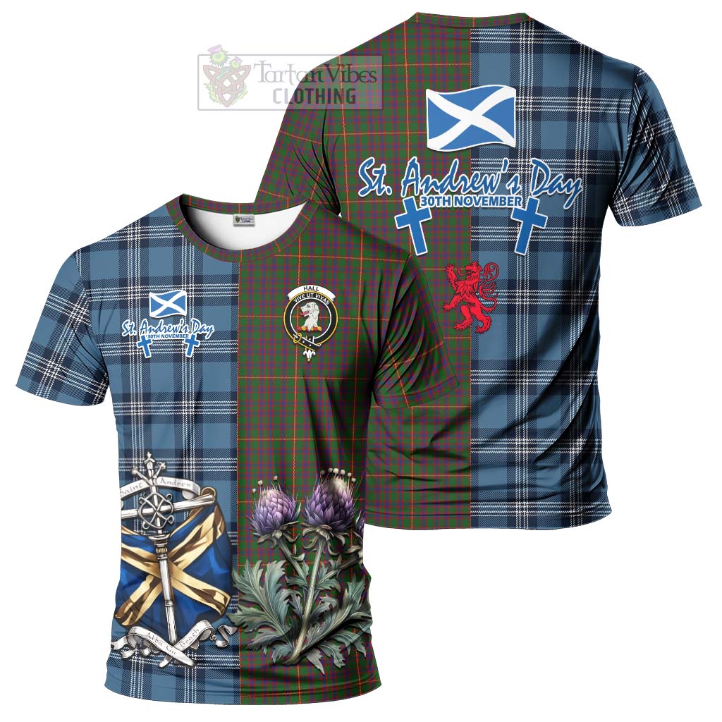 Tartan Vibes Clothing Hall Tartan T-Shirt Happy St. Andrew's Day Half Tartan Style