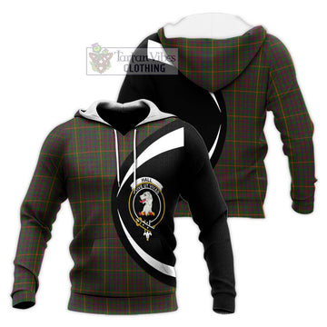 Hall Tartan Knitted Hoodie with Family Crest Circle Style