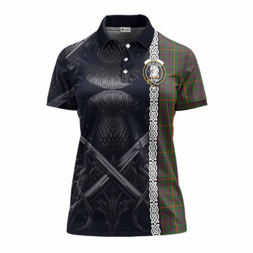 Tartan Vibes Clothing Hall Tartan Women's Polo Shirt with Family Crest Cross Sword Thistle Celtic Vibes