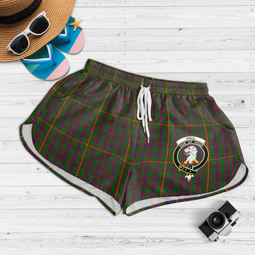 Hall Tartan Womens Shorts with Family Crest