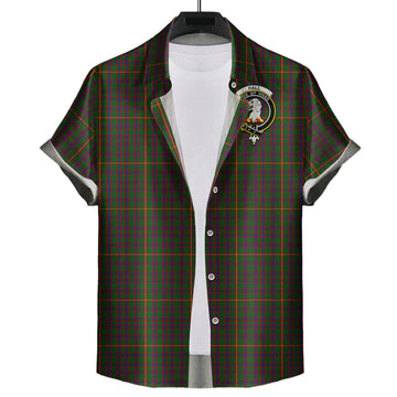 Hall Tartan Short Sleeve Button Down Shirt with Family Crest