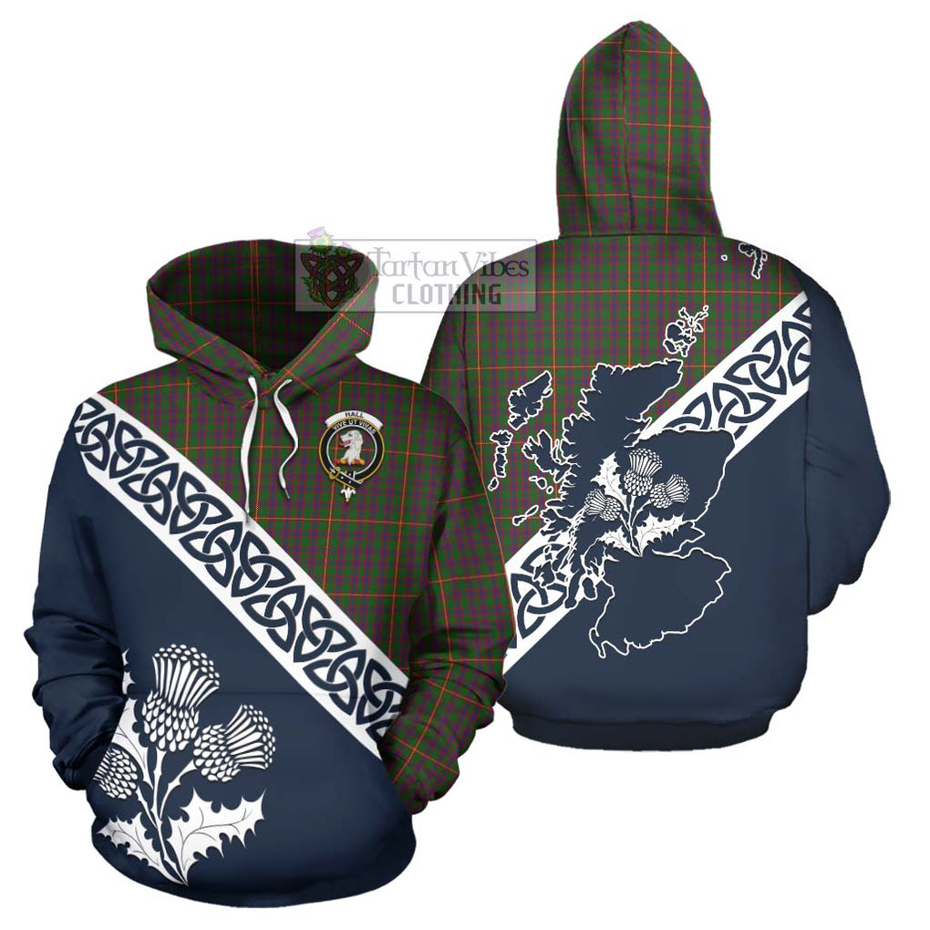Tartan Vibes Clothing Hall Tartan Hoodie Featuring Thistle and Scotland Map