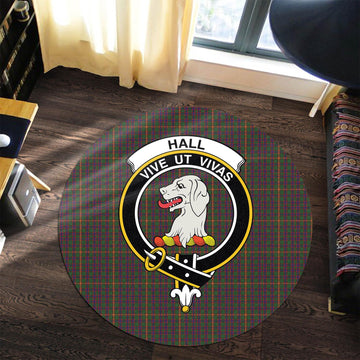 Hall Tartan Round Rug with Family Crest