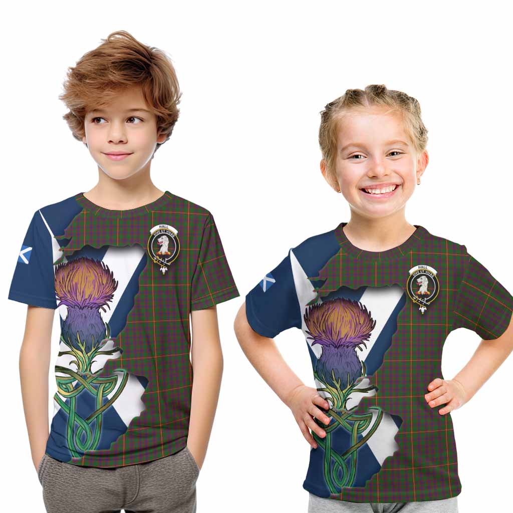 Tartan Vibes Clothing Hall Tartan Family Crest Kid T-Shirt Scottish Thistle Celtic Inspired