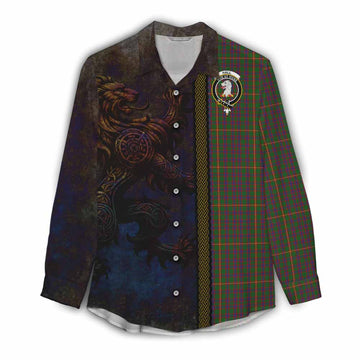 Hall Tartan Family Crest Women's Casual Shirt Alba Gu Brath Be Brave Lion Ancient Style