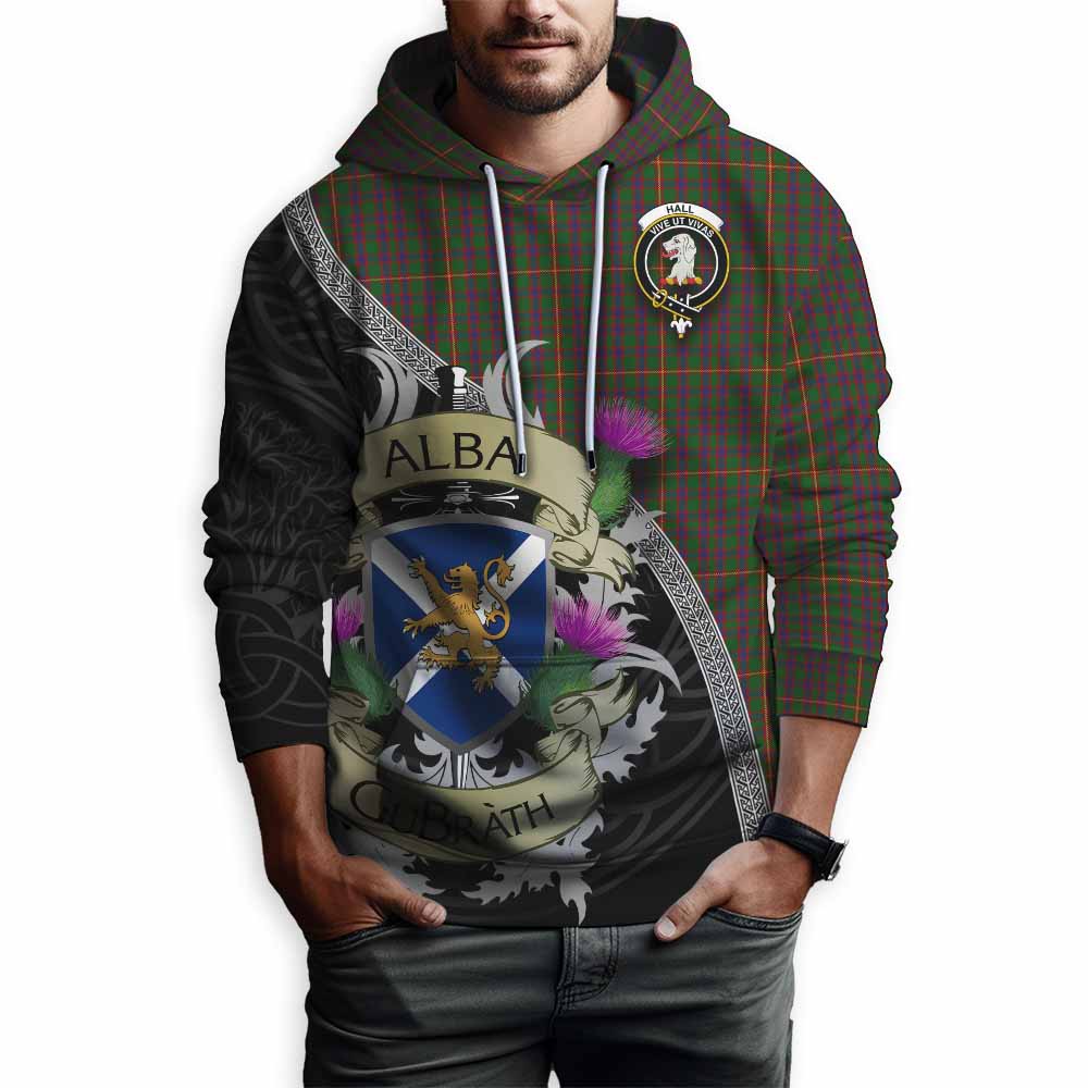 Tartan Vibes Clothing Hall Tartan Family Crest Hoodie Lion Rampant Royal Thistle Shield Celtic Inspired