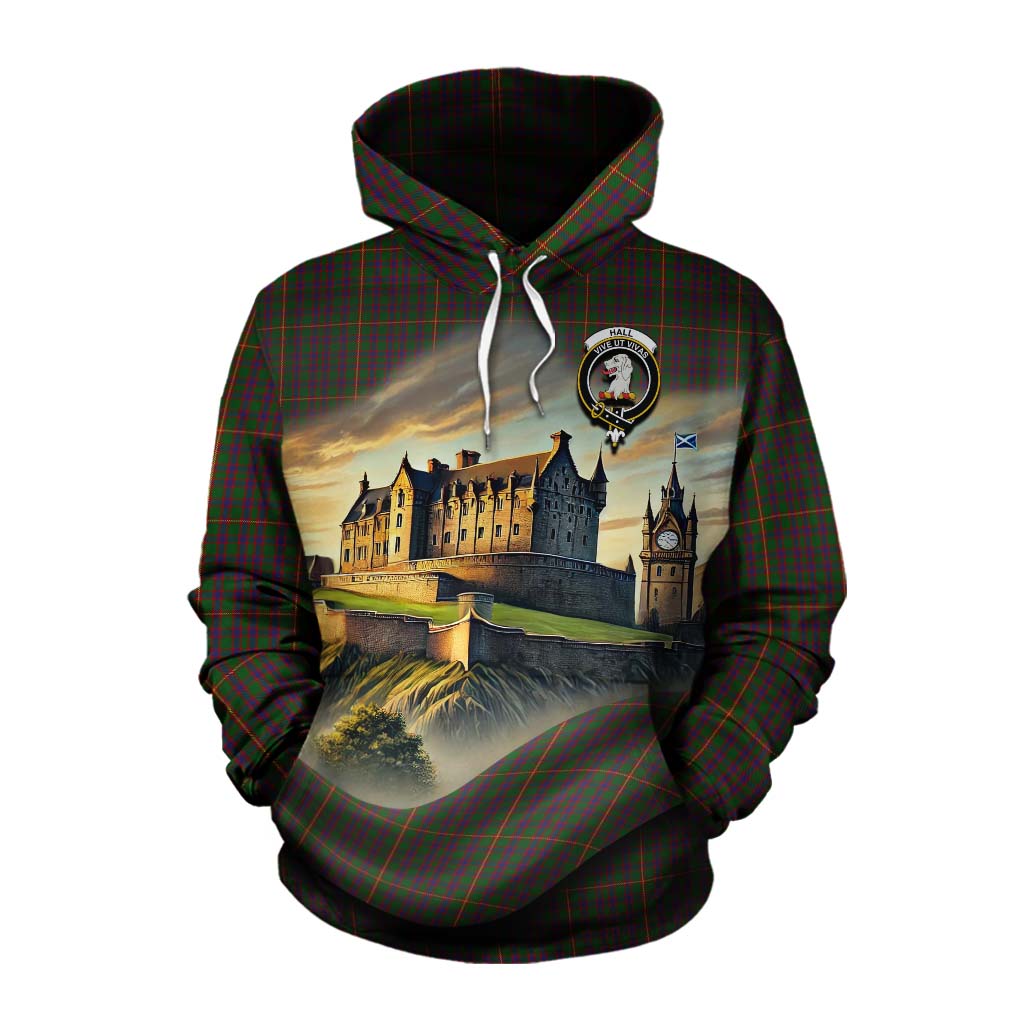 Tartan Vibes Clothing Hall Tartan Family Crest Cotton Hoodie with Scottish Ancient Castle Style