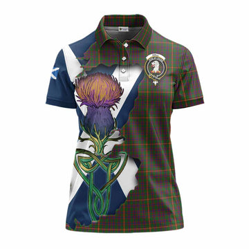 Hall Tartan Family Crest Women's Polo Shirt Scottish Thistle Celtic Inspired